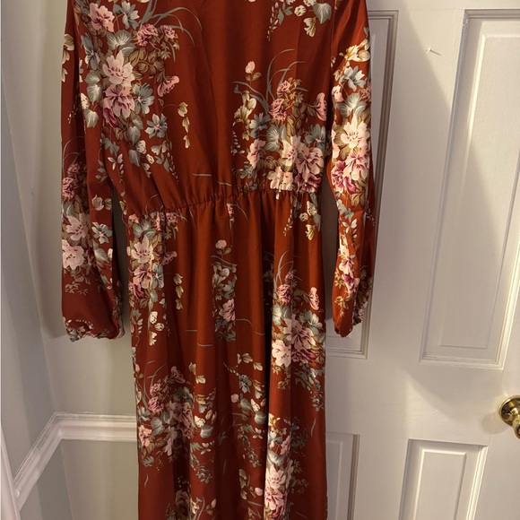 Floral Long Sleeve Dress in Rust - Picture 2 of 3